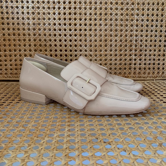 Louise et Cie Patent Leather Blush Nude Buckle Loafers 8 - Picture 1 of 6